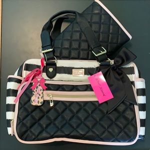 Betsey Johnson Diaper Bag NWT Black White and Pink